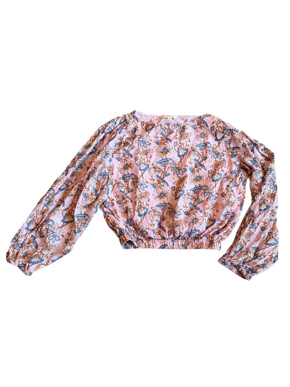 Pink Chicken Pink Floral Print Shirt Top Blouse 100% Cotton Size Small Women's